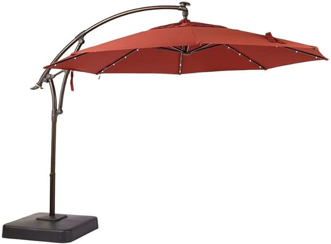 Hampton Bay 11 ft. LED Offset Outdoor Patio Umbrella