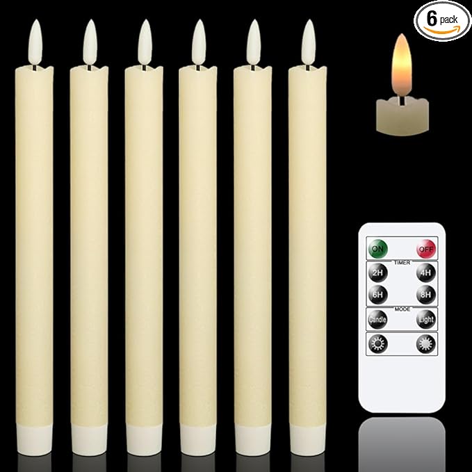 GenSwin Flameless Ivory Taper Candles