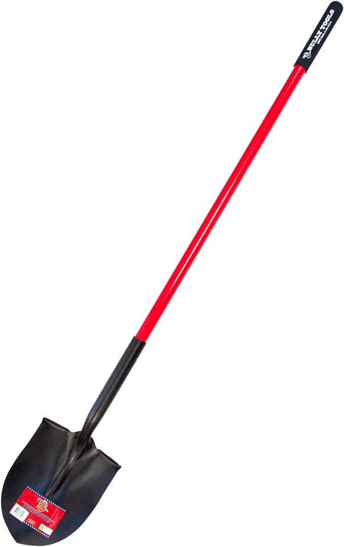 Bully Tools 82515 14-Gauge Round Point Shovel with Fiberglass Long Handle