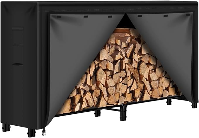 AMAGABELI Firewood Log Rack With Cover Combo Set