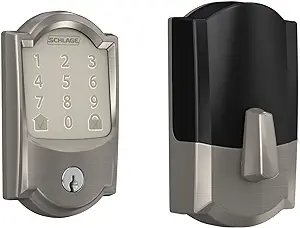 Schlage Encode Smart Wi-Fi Deadbolt with Camelot Trim in Satin Nickel