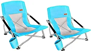 Nice C Folding Beach Chair with Cup Holder