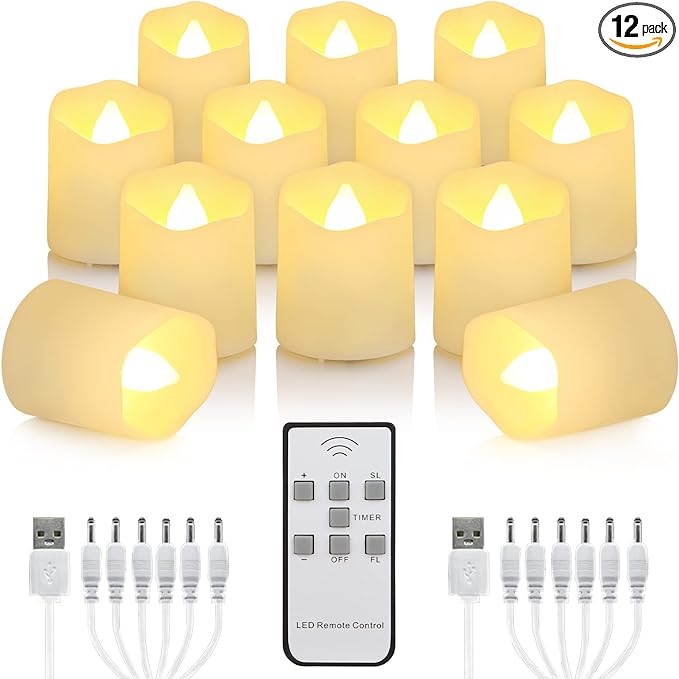 Rechargeable Candles Flameless Tea Lights with Remote