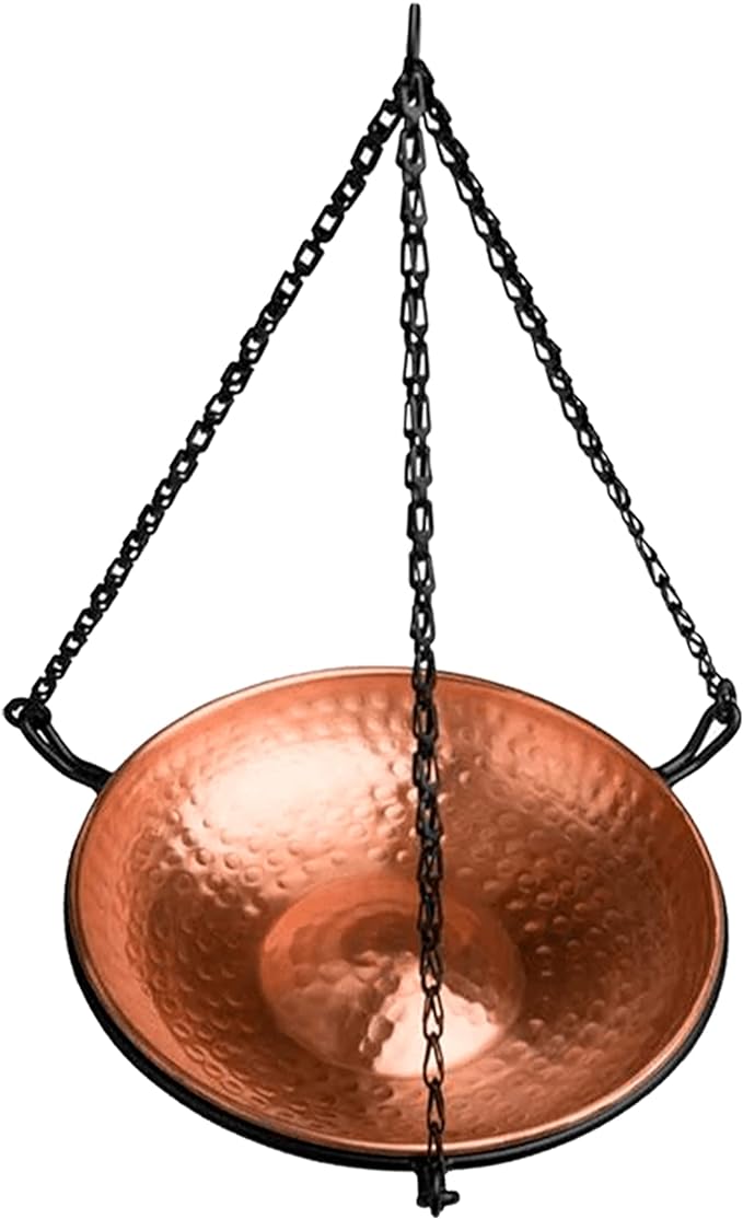 Monarch Abode Pure Copper Hanging Bird Bath Feeder