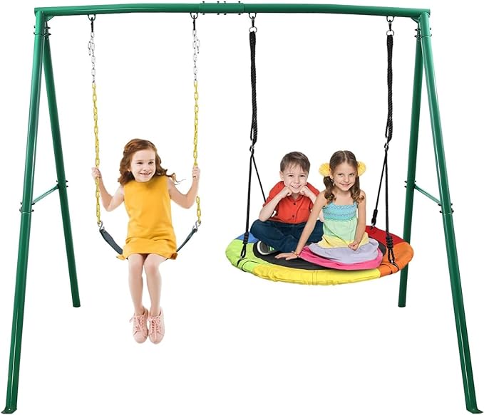 Trekassy 2 Seat Swing Set for Backyard