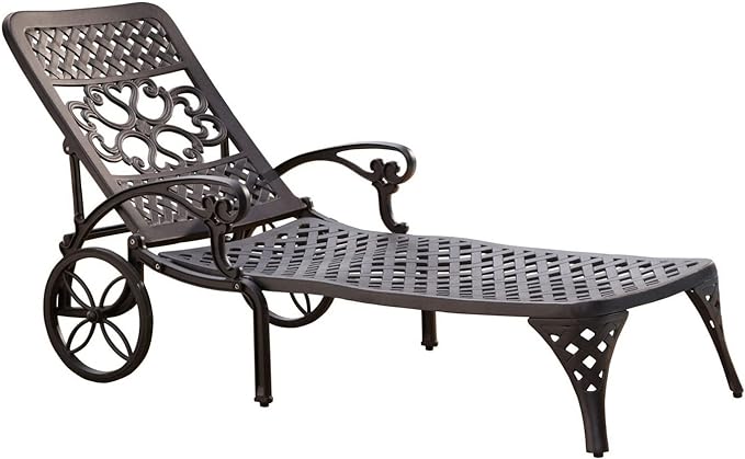 Homestyles 6654-83 Sanibel Outdoor Chaise Lounge, Black