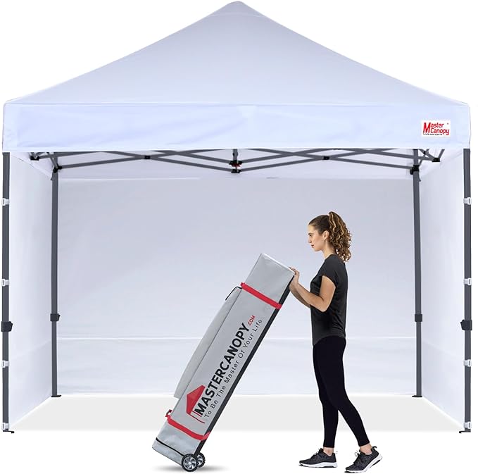 MASTERCANOPY Heavy Duty Pop-up Canopy Tent with Sidewalls (10x10,White)