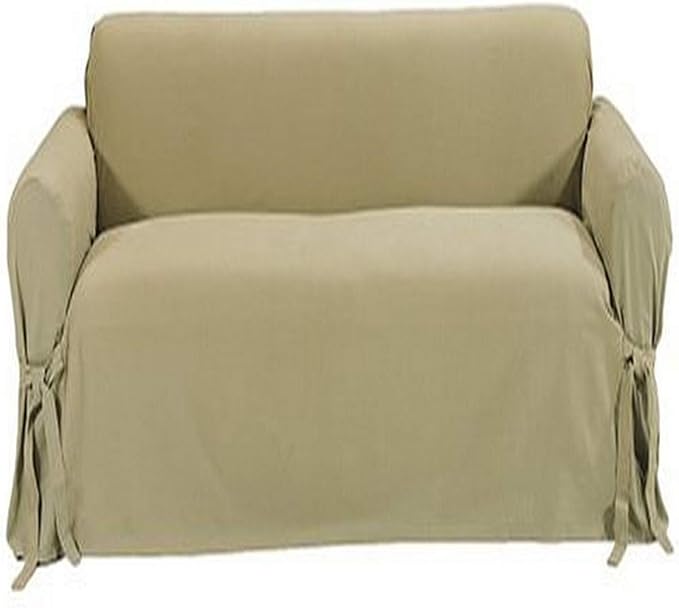 Classic Slipcovers Brushed Twill Sofa Slipcover, Khaki