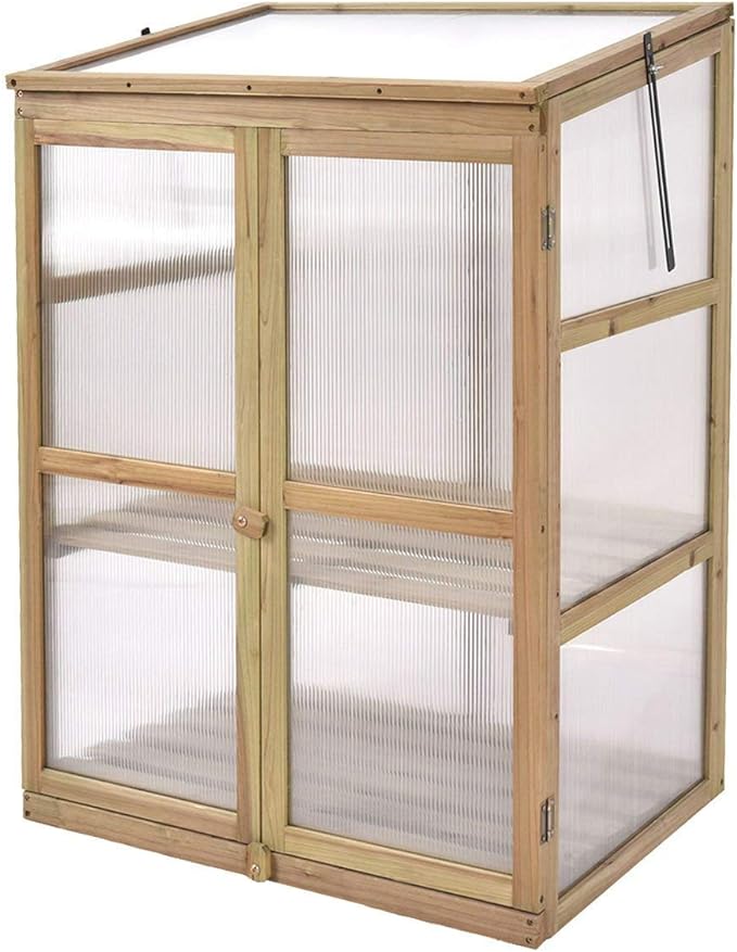 Giantex Portable Wooden Cold Frame Greenhouse