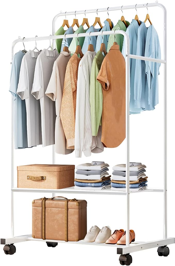 Untyo Double Rails Clothes Rack with Wheels