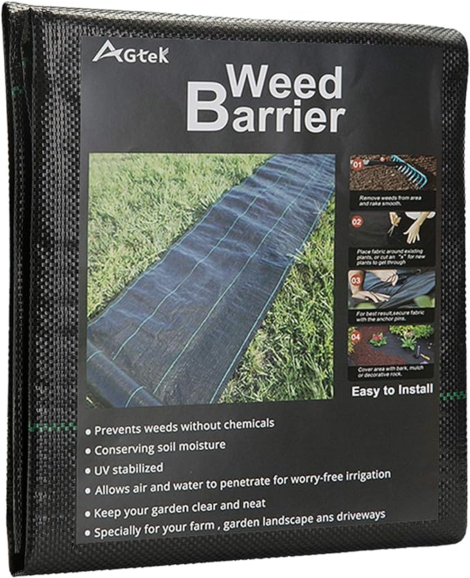 AGTEK Landscape Fabric 4x8 FT Heavy Duty Ground Cover Pack of 2