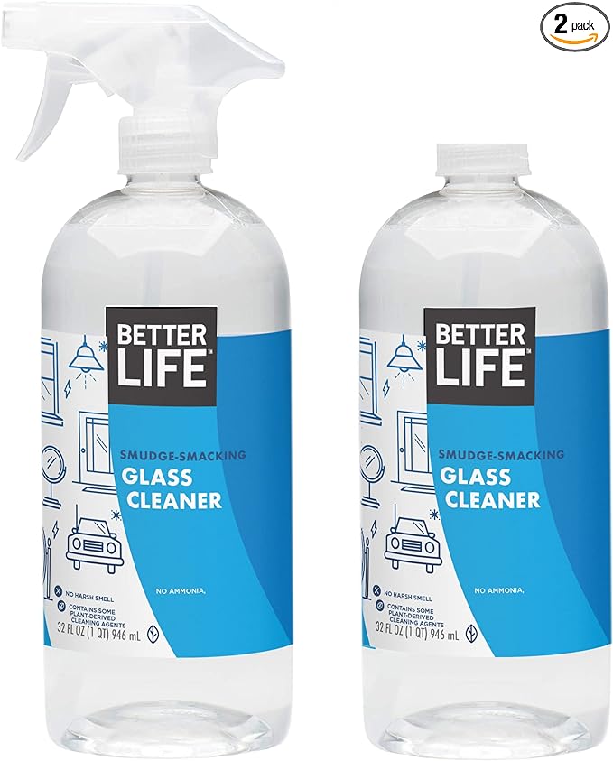 Better Life Natural Streak Free Glass Cleaner, 32 Ounces (Pack of 2), 24425