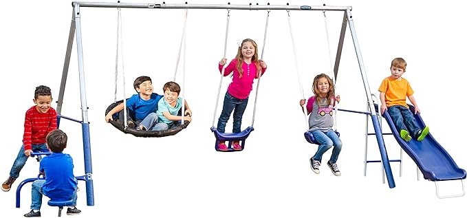 XDP Recreation Free N Swing Swing Set, Gray, 91D x 168W x 74H