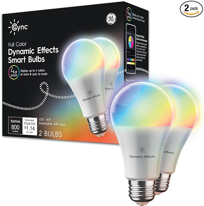 GE CYNC Dynamic Effects Color Changing Light Bulbs