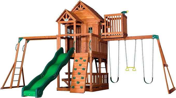 Backyard Discovery Skyfort II Cedar Wood Playground Swing Set