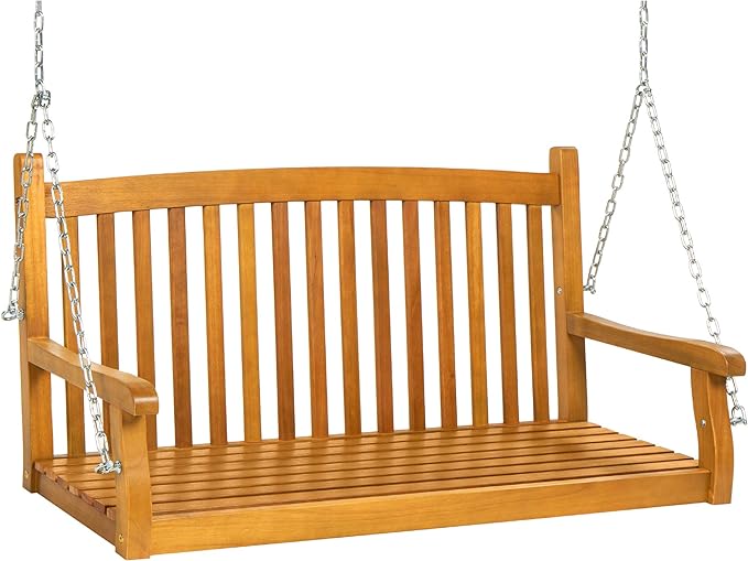 Best Choice Products 48in Wood Porch Swing Outdoor Patio