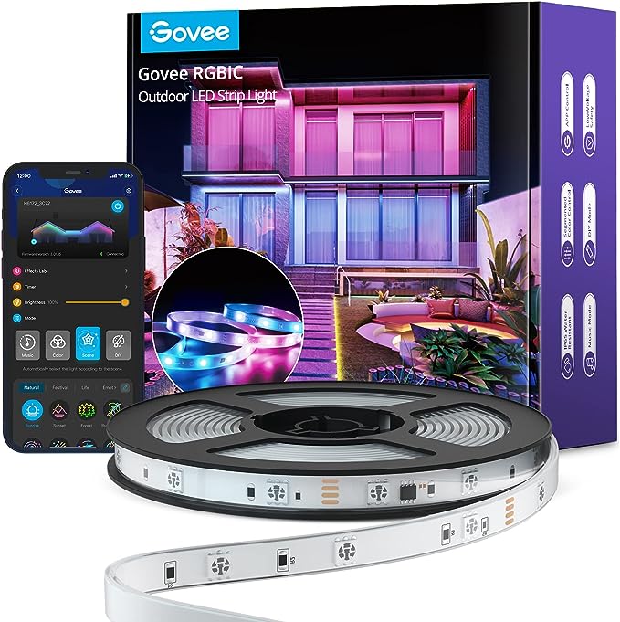 Govee Outdoor LED Strip Lights, Smart WiFi Bluetooth Control