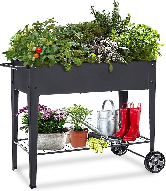 FOYUEE Raised Planter Box with Legs Outdoor Elevated Garden Bed