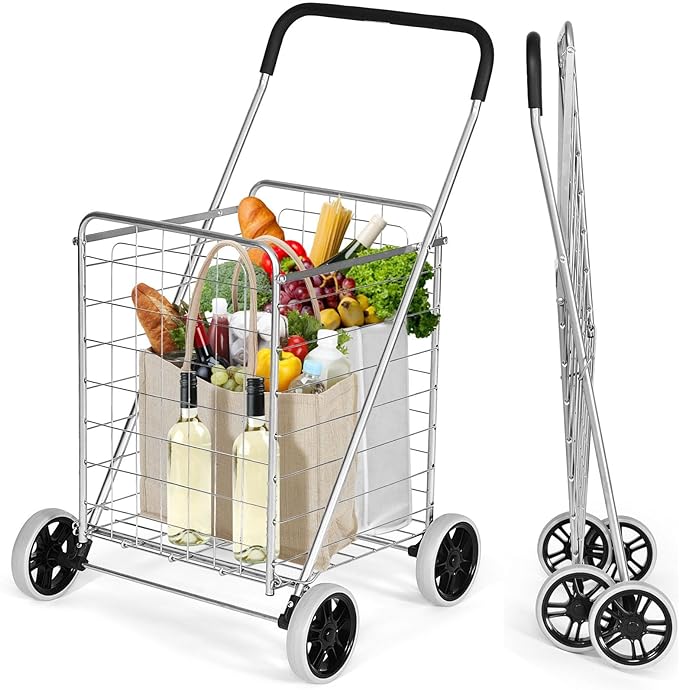 COSTWAY Folding Grocery Cart with Wheels