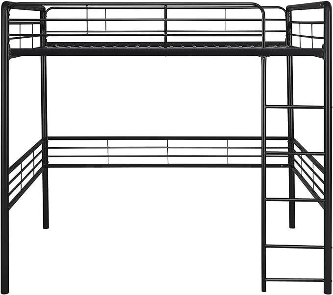 DHP Full Metal Loft Bed with Ladder Space-Saving Design, Black