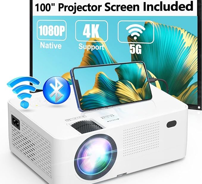 5g Wifi Bluetooth Projector With Wireless Mirroring Screen