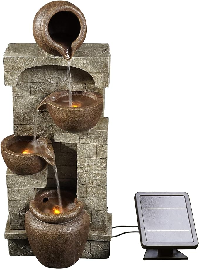 Teamson Home Cascading Bowls LED Outdoor Water Fountain