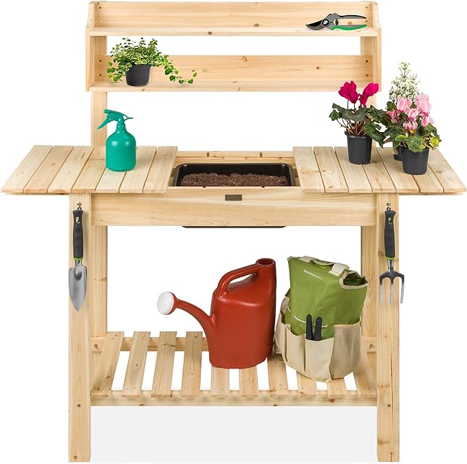 Best Choice Products Outdoor Mobile Garden Potting Bench