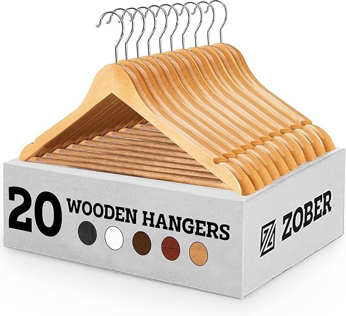 Wooden Hangers For Coats, Jackets, Suits, & Pants