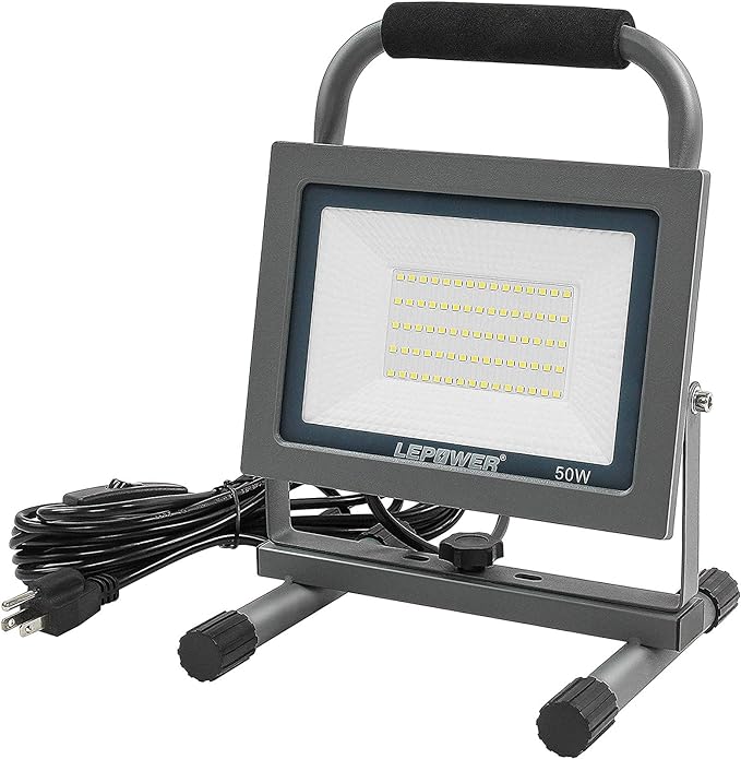 LEPOWER 50W LED Work Light Stand Outdoor