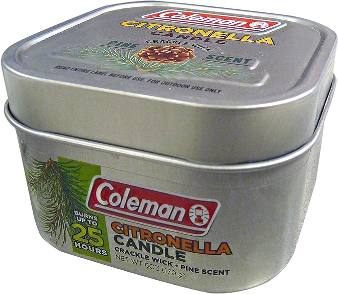 Coleman Pine Scented Citronella Candle with Wooden Crackle Wick - 6 oz Tin