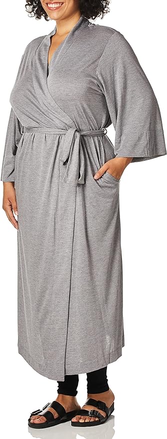 Natori Shangri La Long Robe with Kimono Sleeves, Bathrobe for Women