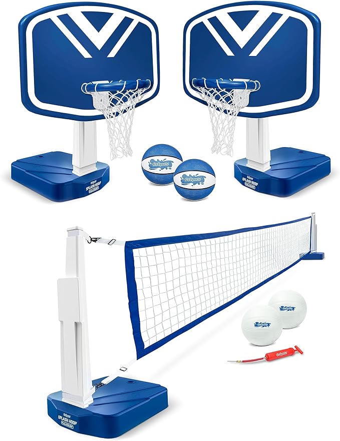 GoSports Splash Hoop 2-in-1 Pool Basketball & Volleyball Game Set