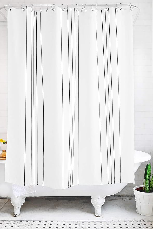 Modern Stripe Waterproof Fabric Shower Curtain