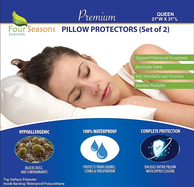 Queen Size Waterproof Pillow Protectors