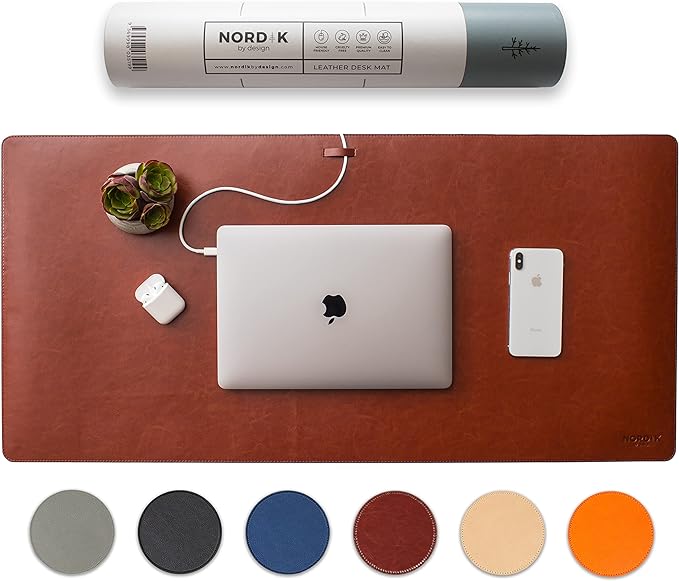 Nordik Leather Desk Mat Cable Organizer