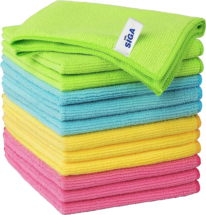 MR.SIGA Microfiber Cleaning Cloth,Pack of 12,Size:12.6 x 12.6