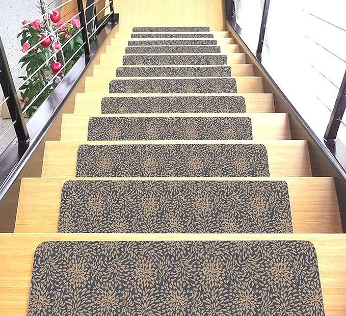 Set Of 7 Stair Treads With Non Slip Rubber Backing