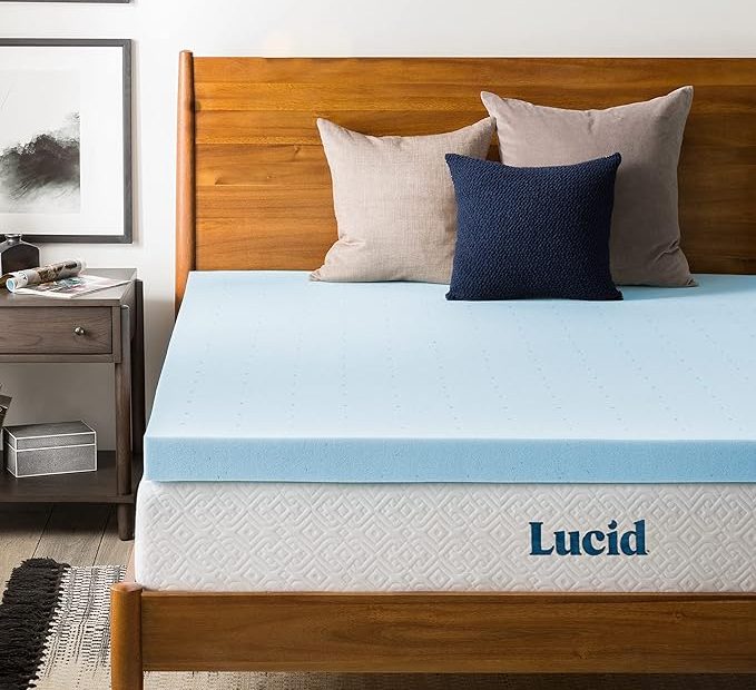 Lucid 3 Inch Gel Infused Memory Foam Mattress Topper