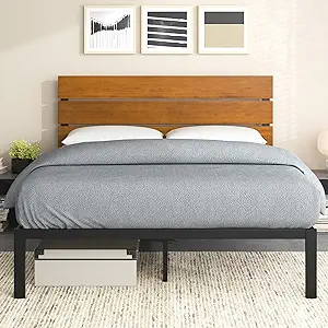 Zinus Paul Metal And Bamboo Platform Bed Frame