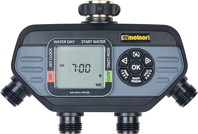 Melnor 73280 Digital Water Electronic Hose Timer, 4 Zone, Black/Gray